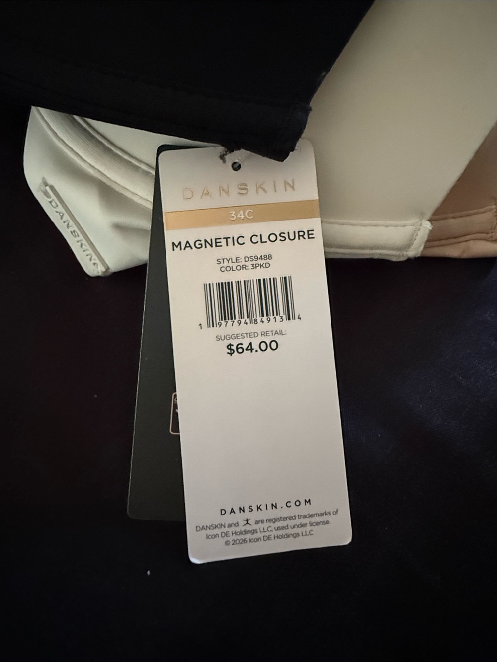 Danskin 3-Pack Magnetic Closure Bras in Black, Ivory, Nude - Picture 2 of 7
